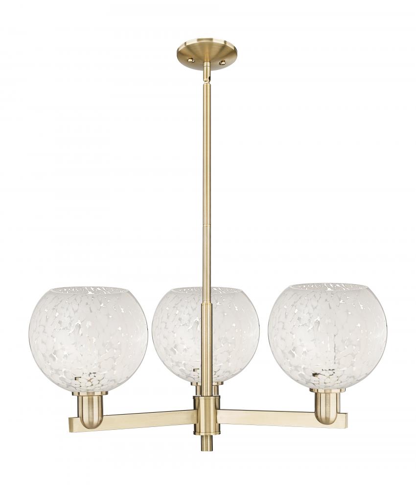 White Mouchette - 3 Light - 30 inch - Champagne Bronze - Stem hung - Pendant