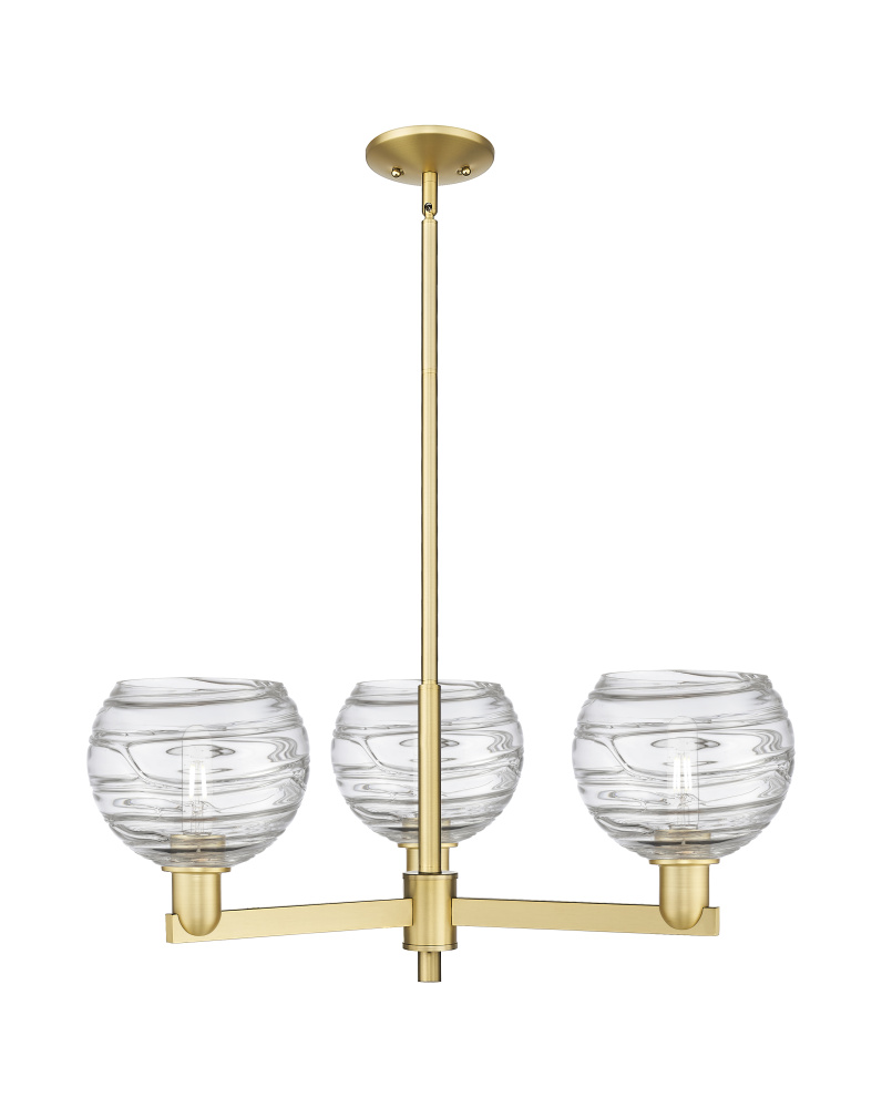 Athens Deco Swirl - 3 Light - 30 inch - Satin Gold - Stem hung - Pendant