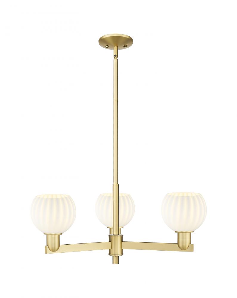 White Venetian - 3 Light - 28 inch - Satin Gold - Stem hung - Pendant