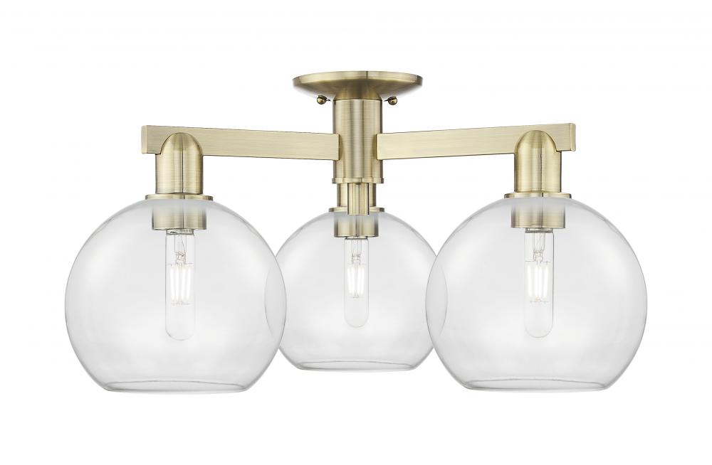 Athens - 3 Light - 26 inch - Antique Brass - Semi-Flush Mount