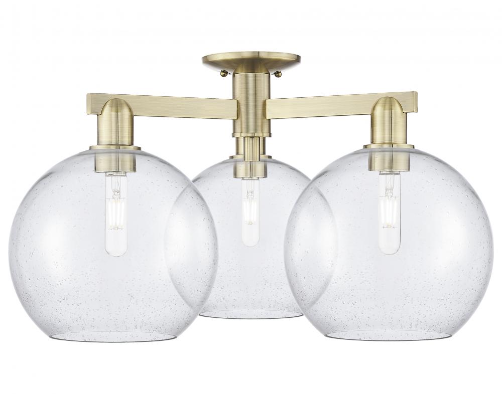 Athens - 3 Light - 28 inch - Antique Brass - Semi-Flush Mount