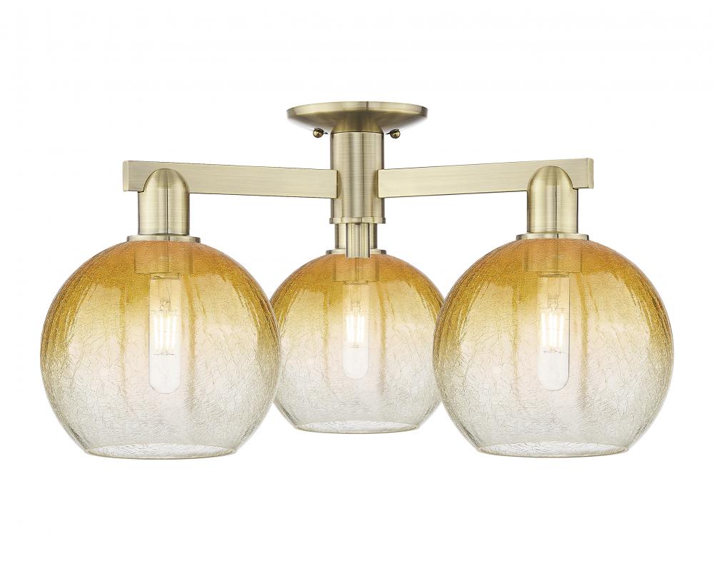 Brookhaven Globe - 3 Light - 6 inch - Antique Brass - Semi-Flush Mount