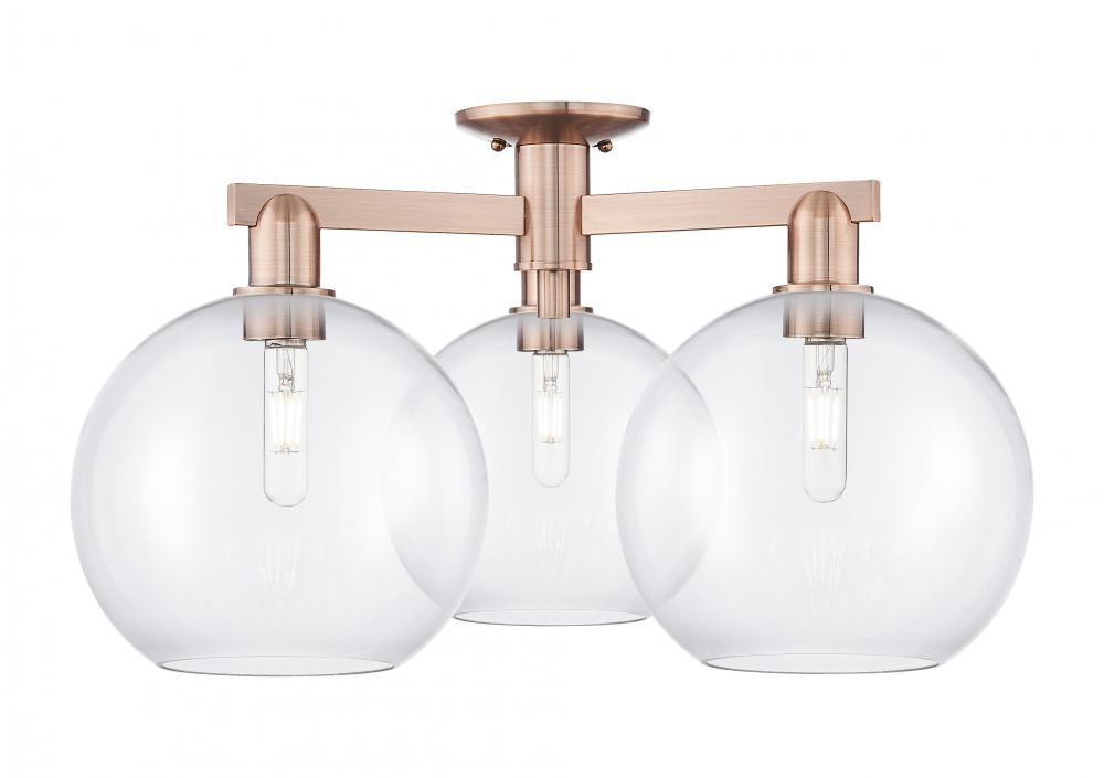 Athens - 3 Light - 28 inch - Antique Copper - Semi-Flush Mount