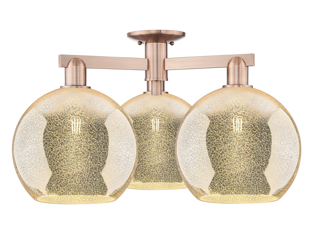 Athens - 3 Light - 28 inch - Antique Copper - Semi-Flush Mount