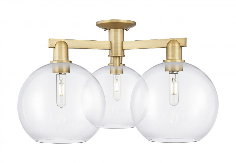 Athens - 3 Light - 28 inch - Brushed Brass - Semi-Flush Mount