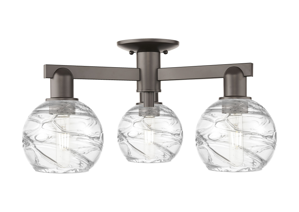 Athens Deco Swirl - 3 Light - 6 inch - Oil Rubbed Bronze - Semi-Flush Mount