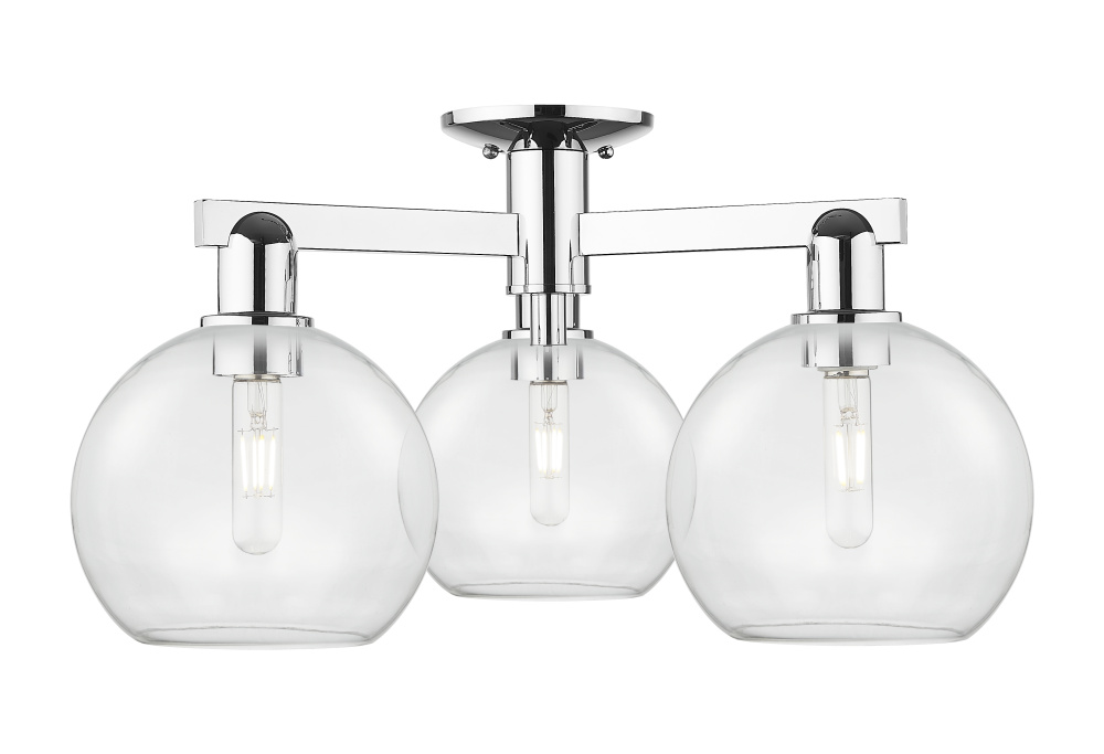 Athens - 3 Light - 26 inch - Polished Chrome - Semi-Flush Mount