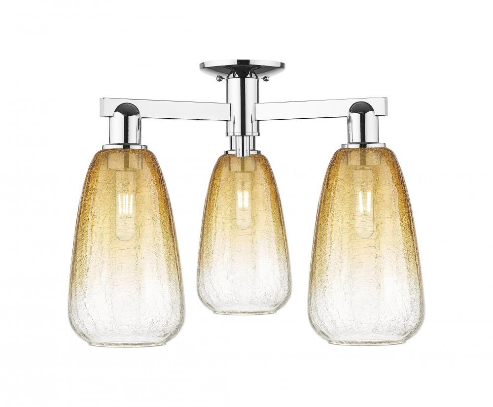 Brookhaven Almond - 3 Light - 6 inch - Polished Chrome - Semi-Flush Mount