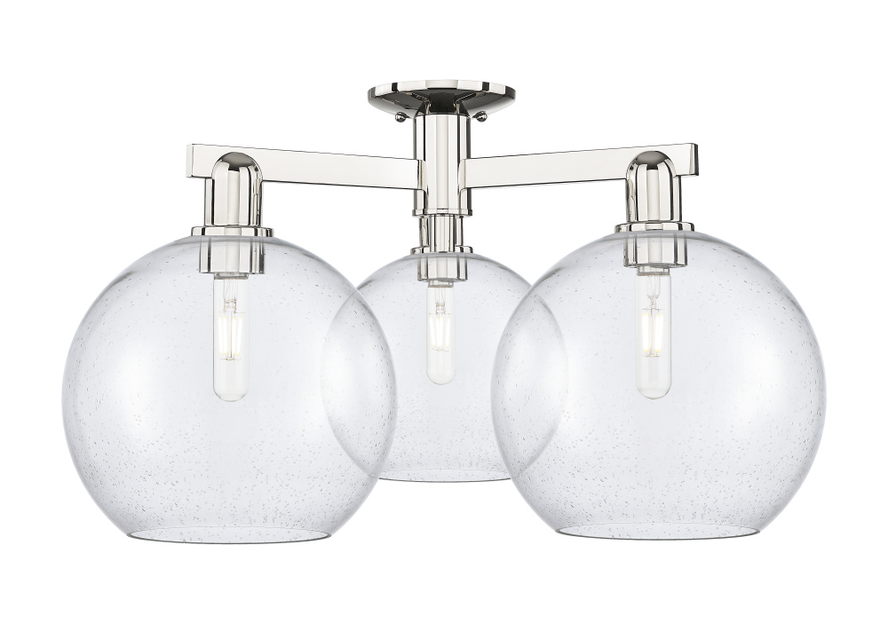 Athens - 3 Light - 28 inch - Polished Nickel - Semi-Flush Mount