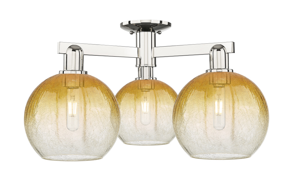 Brookhaven Globe - 3 Light - 6 inch - Polished Nickel - Semi-Flush Mount