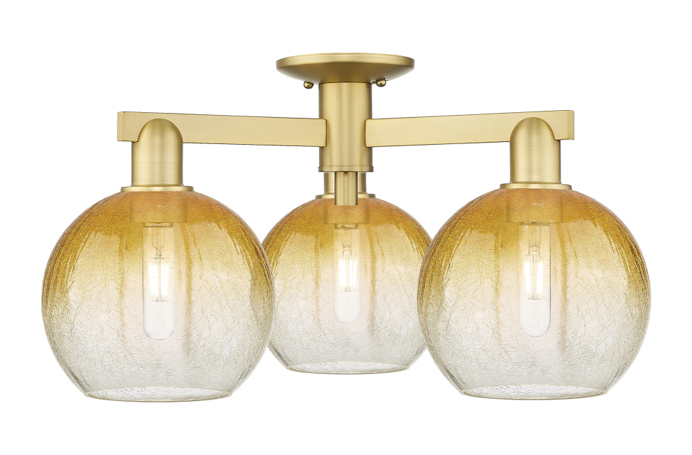 Brookhaven Globe - 3 Light - 6 inch - Satin Gold - Semi-Flush Mount