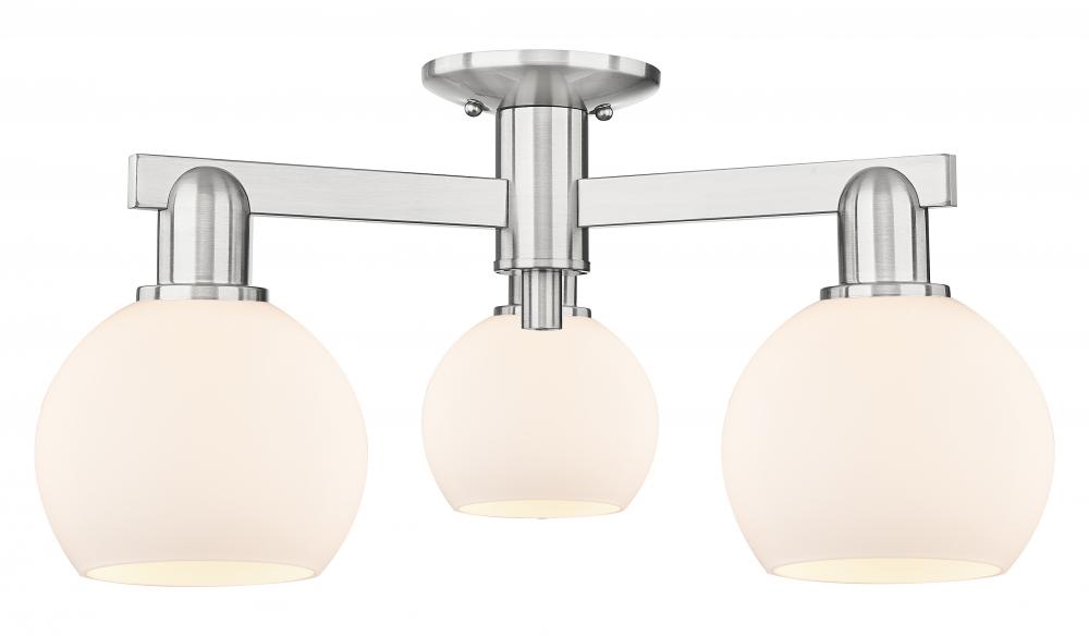 Athens - 3 Light - 23 inch - Brushed Satin Nickel - Semi-Flush Mount