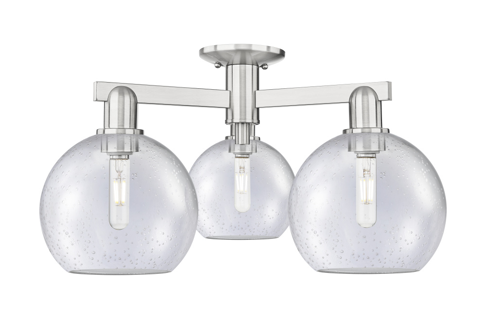 Athens - 3 Light - 26 inch - Brushed Satin Nickel - Semi-Flush Mount