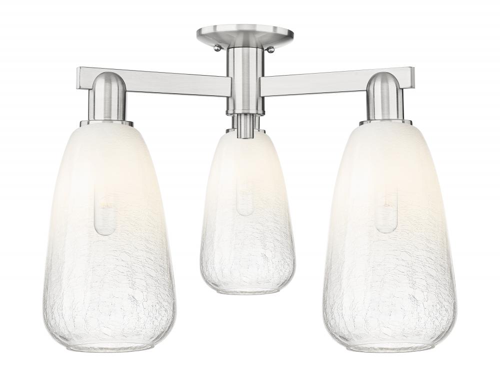 Brookhaven Almond - 3 Light - 6 inch - Brushed Satin Nickel - Semi-Flush Mount