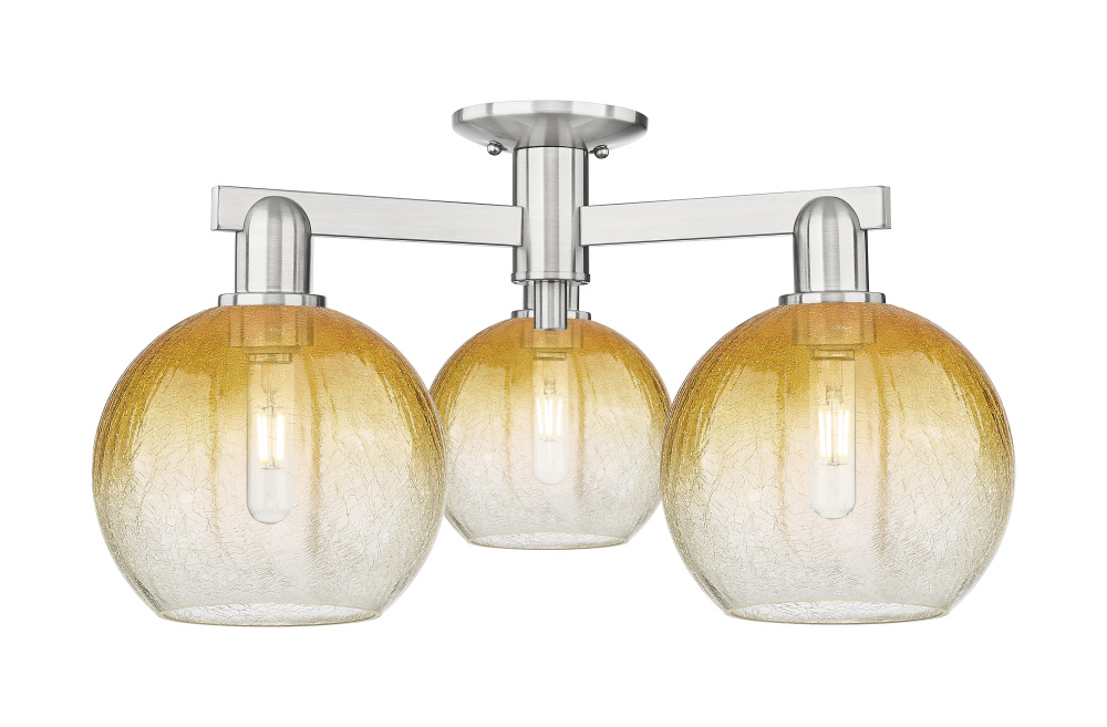 Brookhaven Globe - 3 Light - 6 inch - Brushed Satin Nickel - Semi-Flush Mount