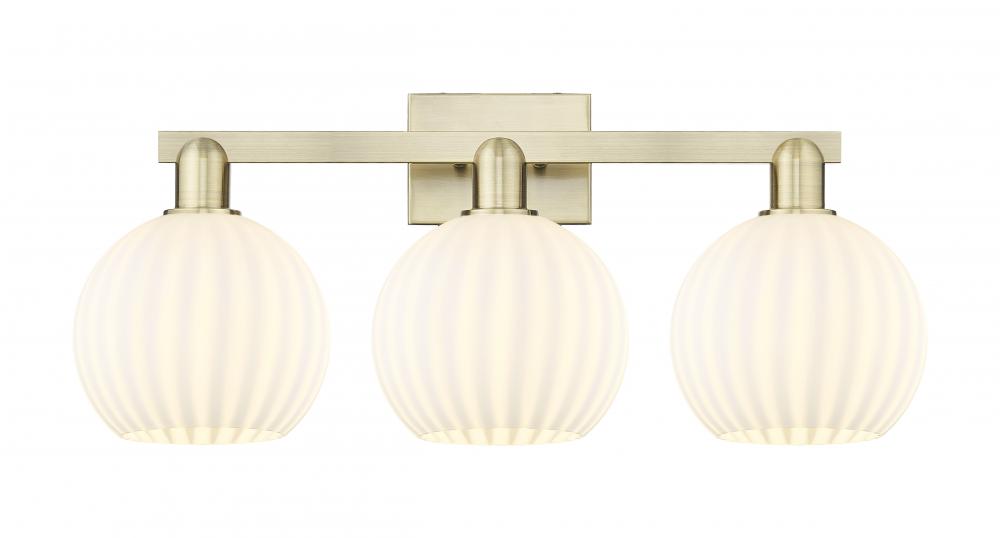 White Venetian - 3 Light - 27 inch - Antique Brass - Bath Vanity Light