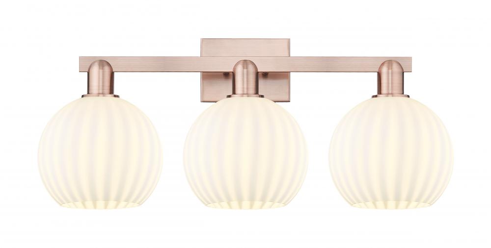 White Venetian - 3 Light - 27 inch - Antique Copper - Bath Vanity Light