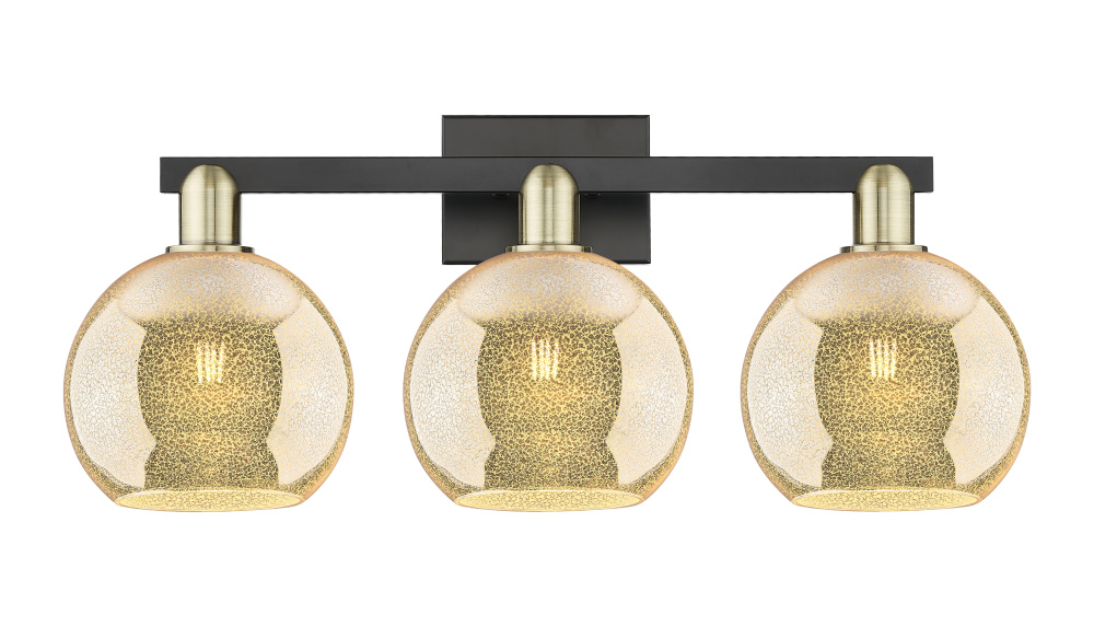 Athens - 3 Light - 27 inch - Black Antique Brass - Bath Vanity Light