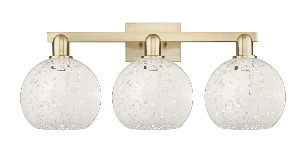 White Mouchette - 3 Light - 27 inch - Champagne Bronze - Bath Vanity Light