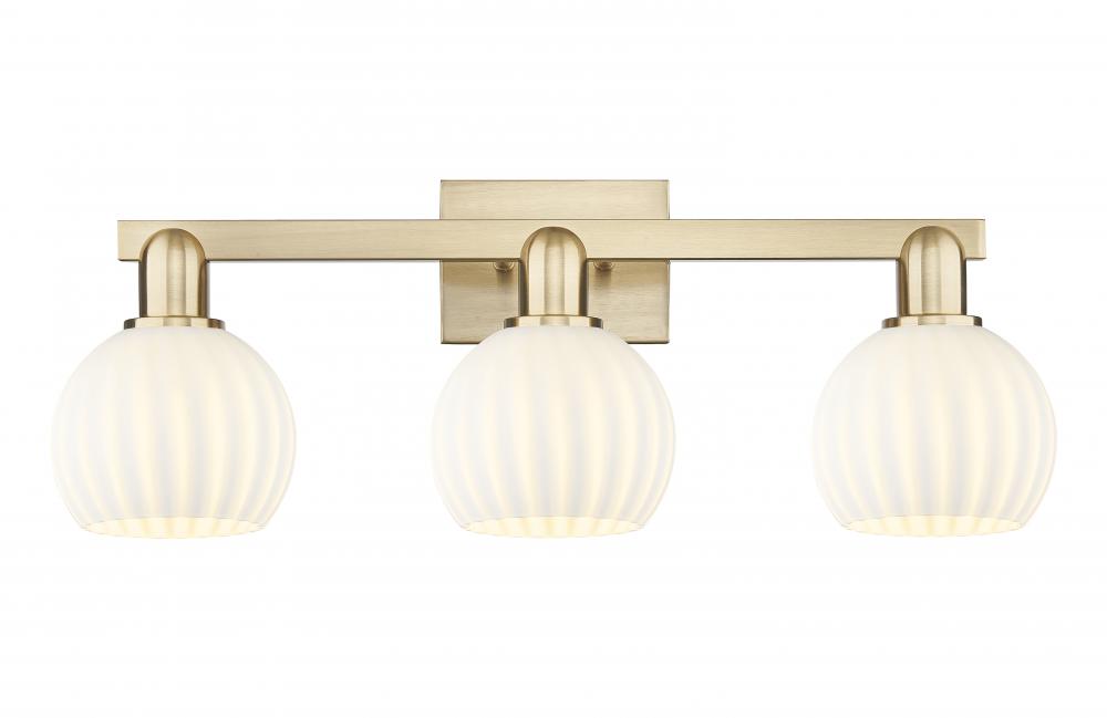 White Venetian - 3 Light - 25 inch - Champagne Bronze - Bath Vanity Light