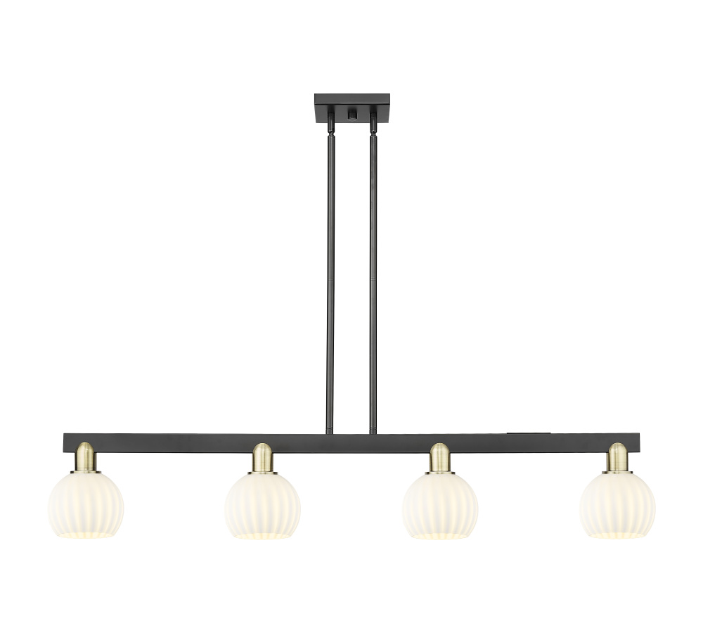 White Venetian - 4 Light - 49 inch - Black Antique Brass - Stem hung - Island Light
