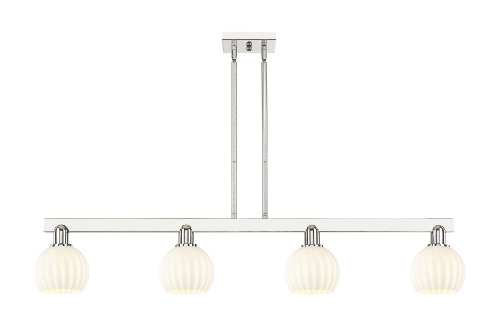 White Venetian - 4 Light - 49 inch - Polished Nickel - Stem hung - Island Light