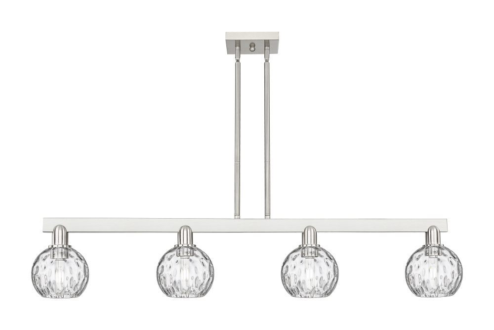 Athens Water Glass - 4 Light - 49 inch - Brushed Satin Nickel - Stem hung - Island Light