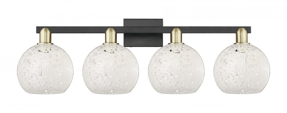 White Mouchette - 4 Light - 35 inch - Black Antique Brass - Bath Vanity Light
