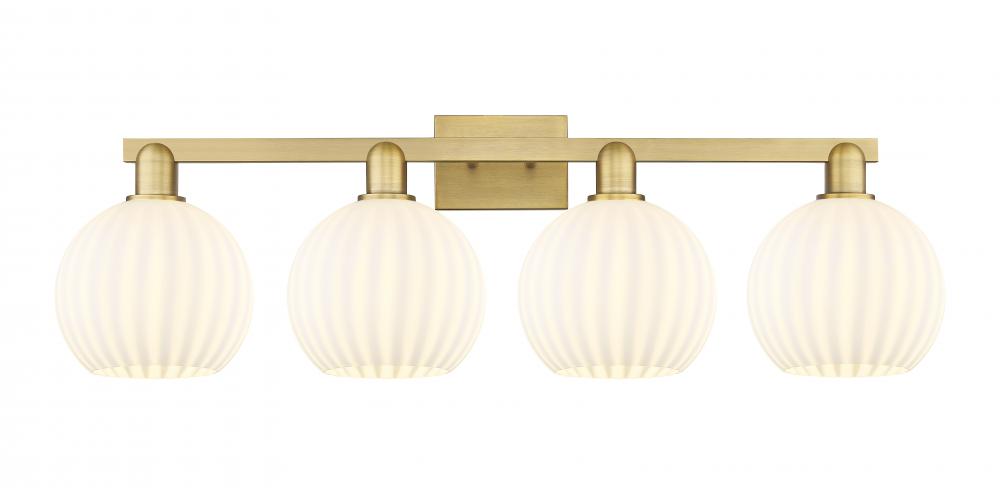 White Venetian - 4 Light - 35 inch - Brushed Brass - Bath Vanity Light