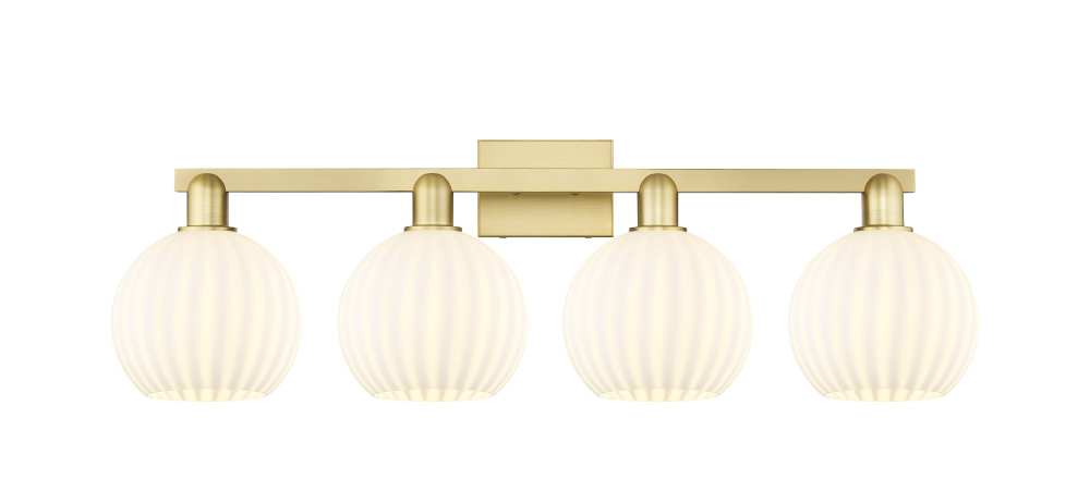 White Venetian - 4 Light - 35 inch - Satin Gold - Bath Vanity Light