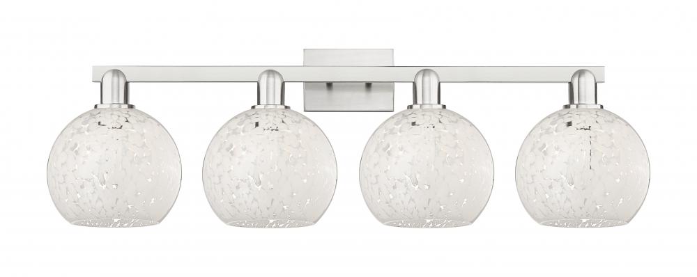 White Mouchette - 4 Light - 35 inch - Brushed Satin Nickel - Bath Vanity Light