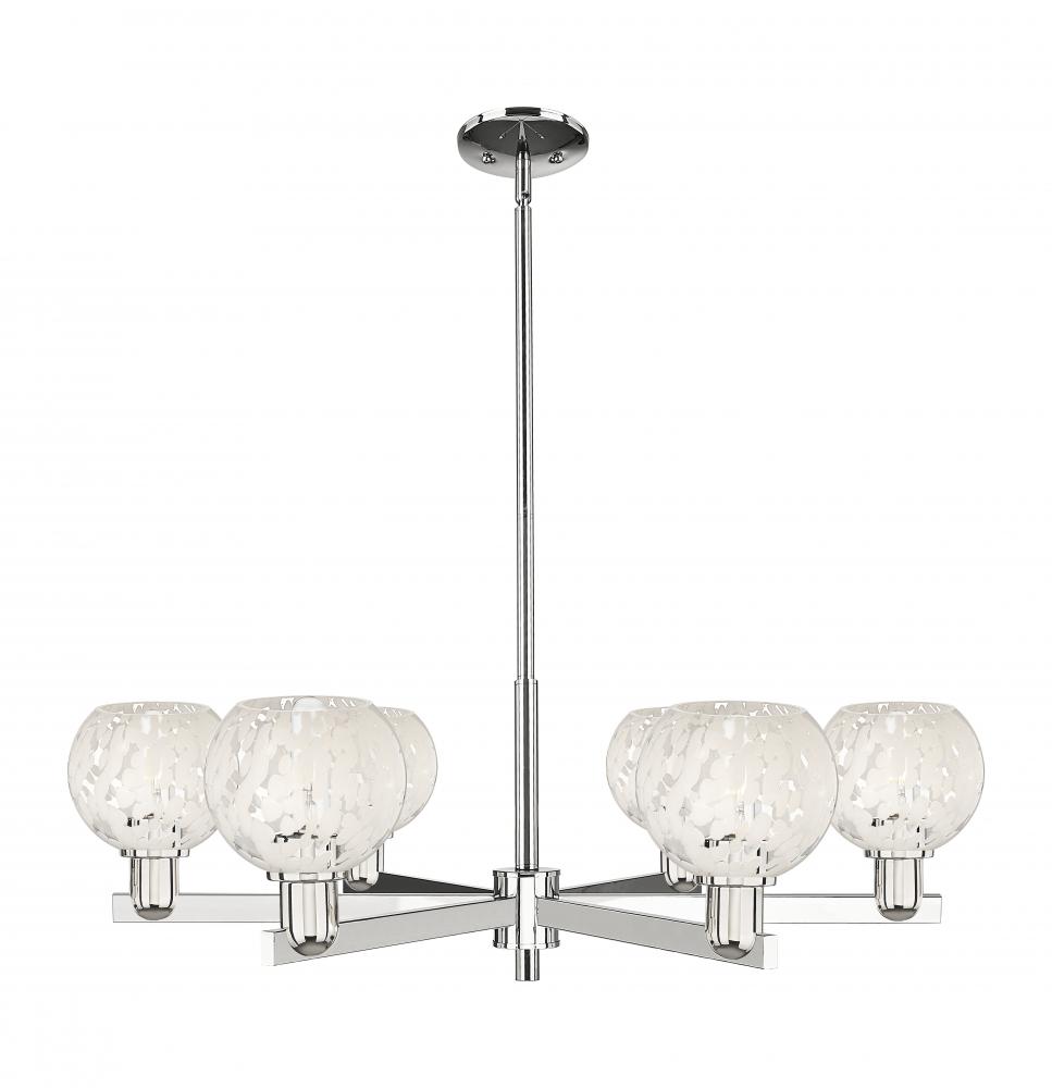 White Mouchette - 6 Light - 36 inch - Satin Gold - Stem hung - Chandelier