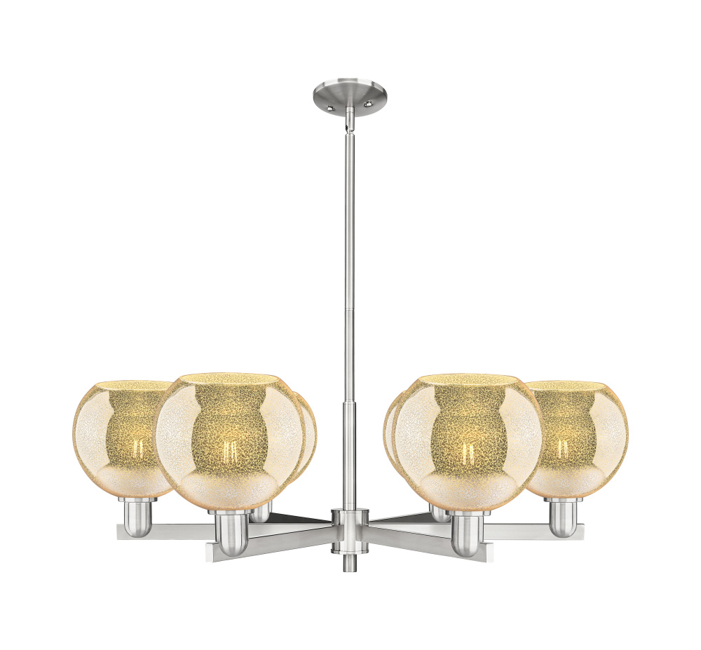 Athens - 6 Light - 38 inch - Satin Nickel - Stem hung - Chandelier