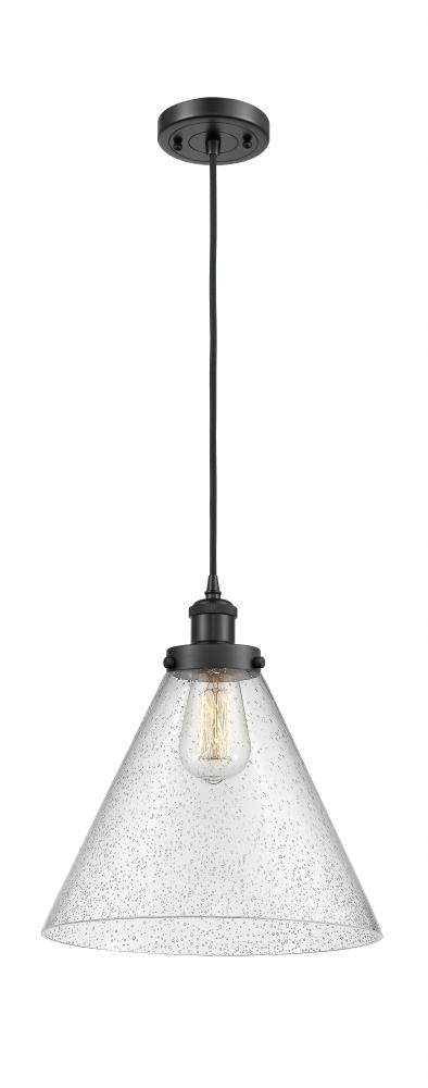 Cone - 1 Light - 12 inch - Matte Black - Cord hung - Mini Pendant