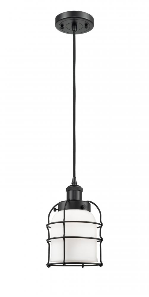 Bell Cage - 1 Light - 5 inch - Matte Black - Cord hung - Mini Pendant