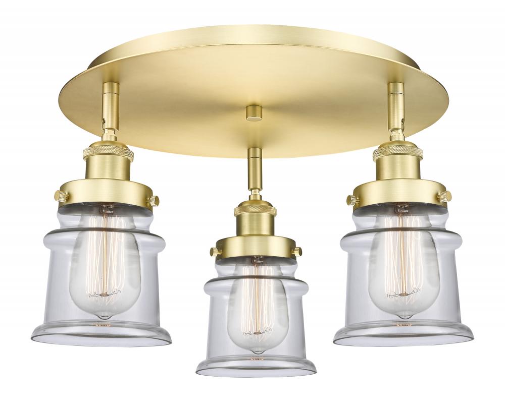 Canton - 3 Light - 17 inch - Satin Gold - Flush Mount