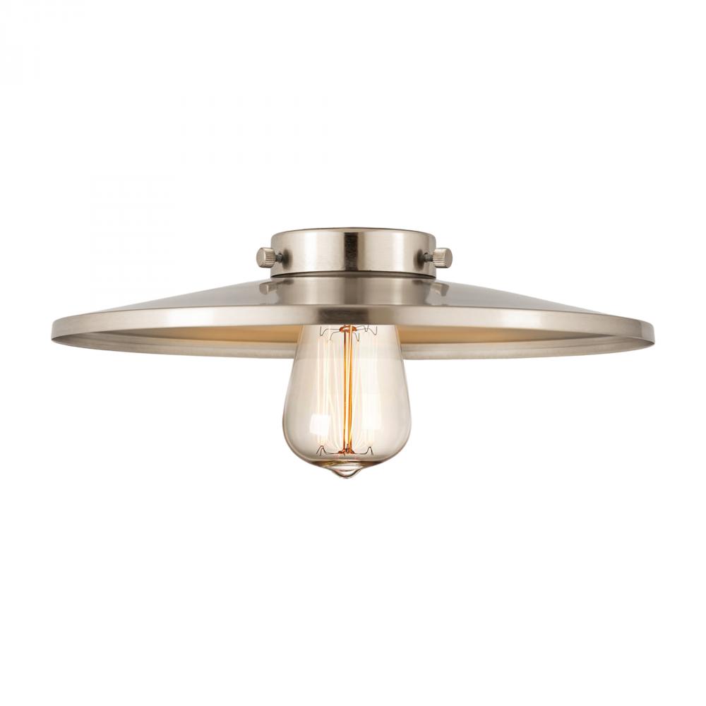 Railroad Light 12 inch Brushed Satin Nickel Metal Shade