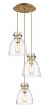 Innovations Lighting 113-410-1PS-BB-G412-8SDY - Newton Bell - 3 Light - 16 inch - Brushed Brass - Multi Pendant