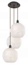 Innovations Lighting 113B-3P-OB-G1216-12WM - White Mouchette - 3 Light - 19 inch - Oil Rubbed Bronze - Cord Hung - Multi Pendant