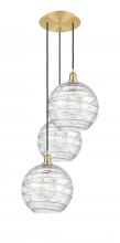 Innovations Lighting 113B-3P-SG-G1213-12CL - Athens Deco Swirl - 3 Light - 19 inch - Satin Gold - Cord hung - Multi Pendant