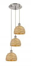 Innovations Lighting 113B-3P-SN-RBD-8-NAT - Woven Rattan - 3 Light - 15 inch - Brushed Satin Nickel - Cord hung - Multi Pendant