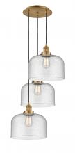 Innovations Lighting 113F-3P-BB-G74-L - Cone - 3 Light - 18 inch - Brushed Brass - Cord hung - Multi Pendant