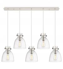 Innovations Lighting 125-410-1PS-PN-G412-8CL - Newton Bell - 5 Light - 40 inch - Polished Nickel - Linear Pendant