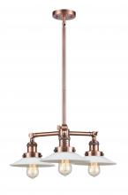 Innovations Lighting 207-AC-G1 - Halophane - 3 Light - 22 inch - Antique Copper - Stem Hung - Chandelier