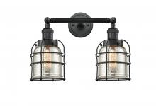 Innovations Lighting 208-BK-G58-CE - Bell Cage - 2 Light - 16 inch - Matte Black - Bath Vanity Light