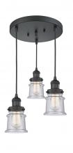 Innovations Lighting 211/3-BK-G184S - Small Canton 3 Light Multi-Pendant