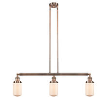 Innovations Lighting 213-AC-G311 - Dover - 3 Light - 37 inch - Antique Copper - Stem Hung - Island Light