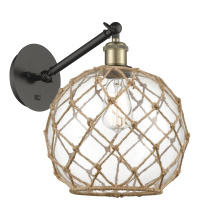 Innovations Lighting 317-1W-BAB-G122-10RB - Farmhouse Rope - 1 Light - 10 inch - Black Antique Brass - Adjustable - Sconce