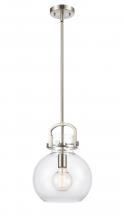 Innovations Lighting 410-1SM-SN-G410-10CL - Newton Sphere - 1 Light - 10 inch - Brushed Satin Nickel - Stem Hung - Mini Pendant