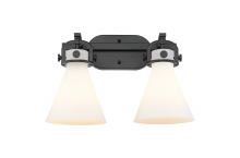 Innovations Lighting 410-2W-BK-G411-7WH - Newton Cone - 2 Light - 17 inch - Matte Black - Bath Vanity Light